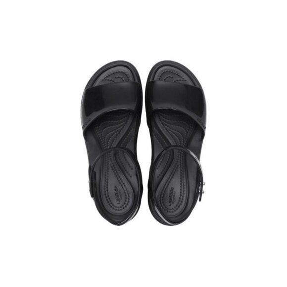 Crocs Brooklyn High Shine Ankle Strap Womens Wedge Black US Size 7 Shiny Heel - Picture 10 of 12